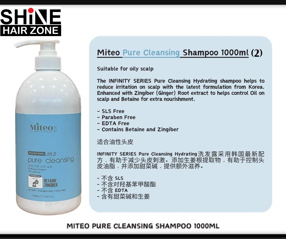 Miteo M2 Pure Cleansing Shampoo 1000ml halal untuk salun