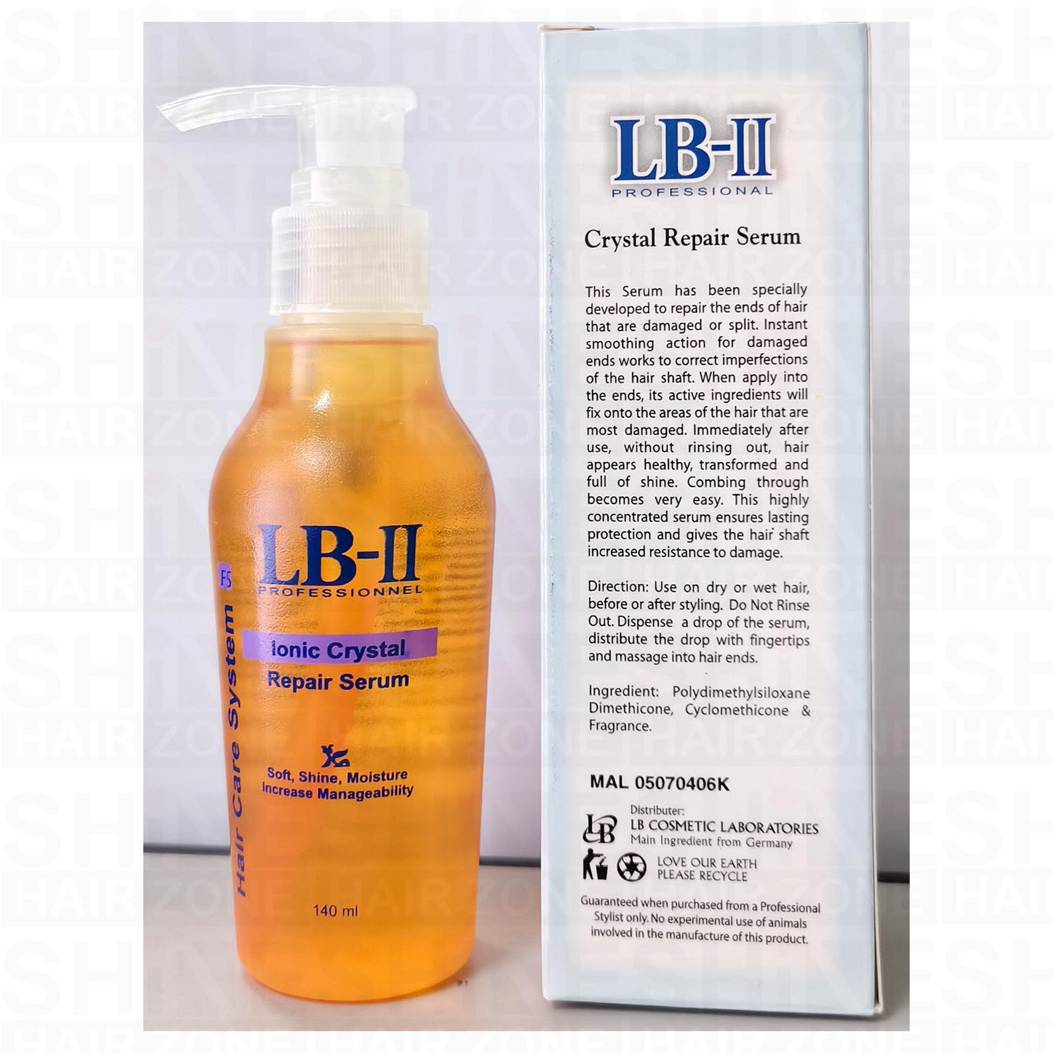 LB-II Professional Ionic Crystal Repair Serum 140ml hair oil rebonding straightening - Image 3