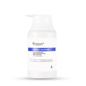Horizontal close-up photo of Kósenze Revive Hair & Skin Treatment front label. bottle