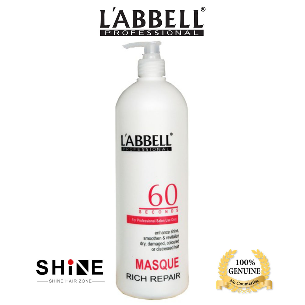 L'ABBELL 60sec Hair Masque Rich Repair 1000ml – Salon Size Intralipid Regeneration – product photo, professional hair care Malaysia