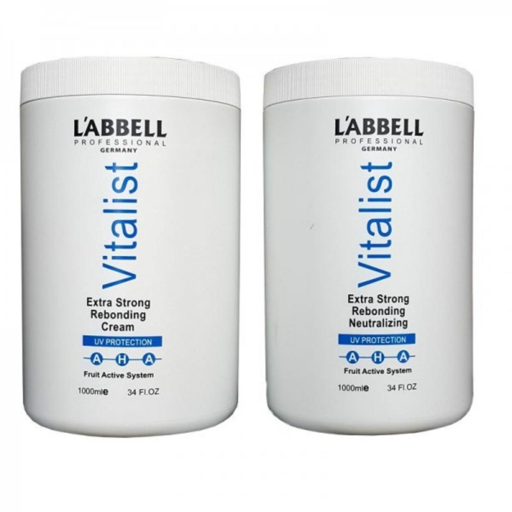 L'ABBELL Extra Strong Rebonding System 1000ml – No.1 Straightening Cream + No.2 Neutralizer Set