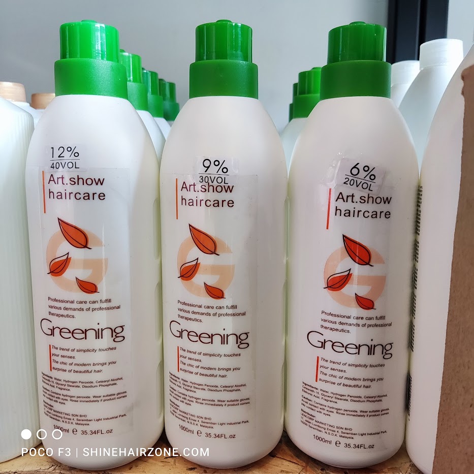 Greening Professional Cream Developer Hydrogen Peroxide Hair Colour Colurant Bleach 9% 30 Vol 1000ml