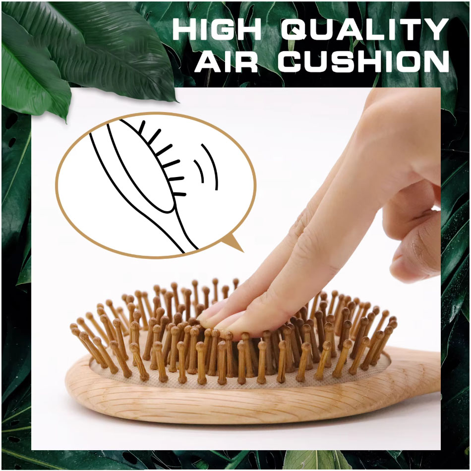 Oak Wood Comb Professional Healthy Paddle Cushion Hair Loss Massage Brush Scalp Hair Care – view 3