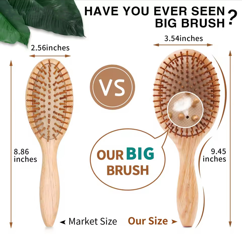 Oak Wood Comb Professional Healthy Paddle Cushion Hair Loss Massage Brush Scalp Hair Care – view 5
