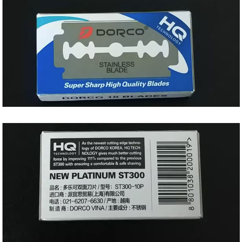 Dorco 10 pcs Platinum ST300 Stainless Steel Double Edge Blade Safety Razor Misai Janggut Jambang Pisau Pencukur